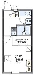 レオパレスセゾン 2階1Kの間取り