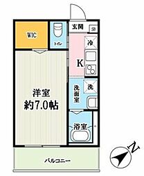 仮称キャメル柏の葉キャンパス7A 3階1Kの間取り