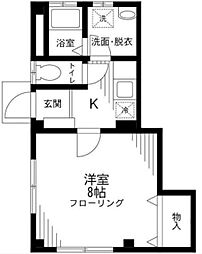 グランドールF 1階1Kの間取り