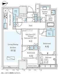 パークコートザ・三番町ハウス 3階2LDKの間取り