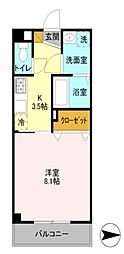 ハイムフローラ 1Kの間取図画像