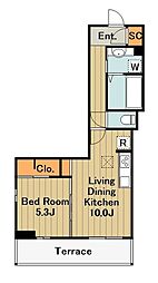 コルマール 1階1LDKの間取り