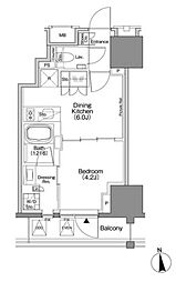 ザ・パークハビオSOHO新宿御苑 1DKの間取図画像