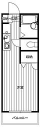 ジュネスAOKI 2階ワンルームの間取り