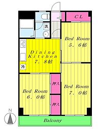 PEARPARK4 3DKの間取図画像