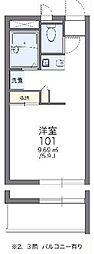 レオパレスプリムローズ 1Kの間取図画像