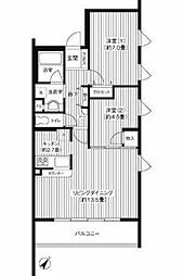 シェールグラン上池台 2階2LDKの間取り