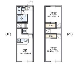 レオパレス小川 1階2DKの間取り