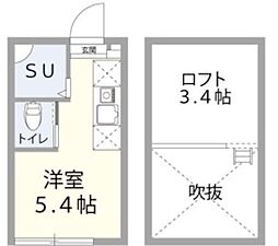 Glanz弥生町 South 2階ワンルームの間取り