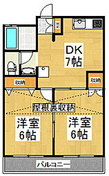 レジデンス田中 2DKの間取図画像
