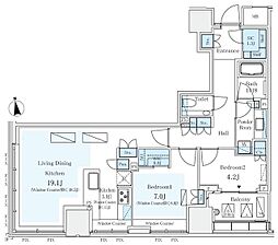 パークコート　ザ・三番町ハウス 9階2LDKの間取り