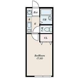 プレステージ幕張 1階1Kの間取り
