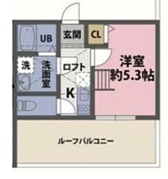 シナモンスクエア西谷 2階1Kの間取り