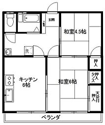 杉本マンション 2DKの間取図画像
