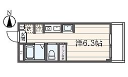 シティーハイツ堀之内 1階ワンルームの間取り