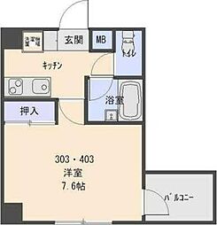 グランディヒルズ 1Kの間取図画像