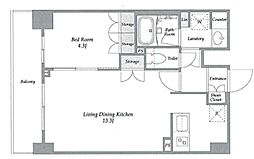 ORSUS UMEJIMA 6階1LDKの間取り