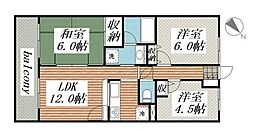 コスモ拝島 2階3LDKの間取り