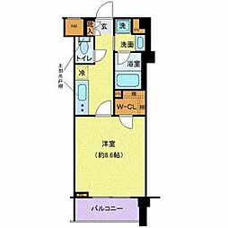 都営大江戸線 西新宿五丁目駅 徒歩8分の賃貸マンション 2階1Kの間取り