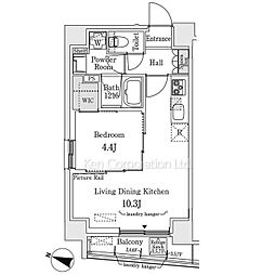 ブリューム西麻布 6階1LDKの間取り