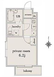 ECLAS北千住 1Kの間取図画像
