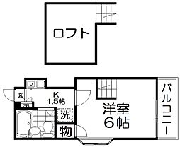 香里園第7マンション 1Kの間取図画像