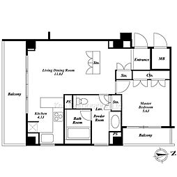 オークウッドハウス 3階1LDKの間取り