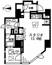 プライムアーバン四谷外苑東 9階ワンルームの間取り