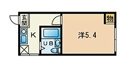 リノスタイル西新井 2階1Kの間取り