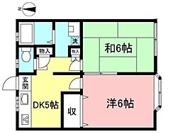 メゾン柊II 2階2DKの間取り