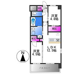 スプランディッド城東関目 3階2LDKの間取り