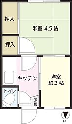 ひでみ荘 1階2Kの間取り