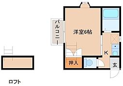 ラ・メゾン 2階1Kの間取り