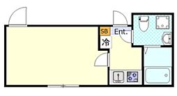 アルクトス志村坂上 3階1Kの間取り