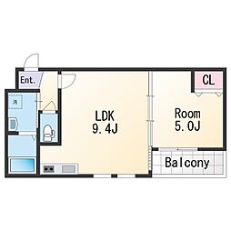 アメニティ高松 1階1LDKの間取り