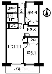 アクティ目黒駅前1号棟 2LDKの間取図画像