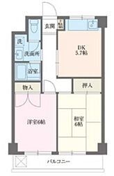 レジデンス中島 3階2DKの間取り