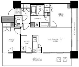 プラウドタワー東池袋 7階2LDKの間取り