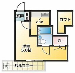 コエル第三ビル 4階1Kの間取り