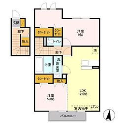 メゾン・ソレアード 2LDKの間取図画像
