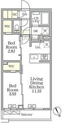 アジールコート後楽園 3階2LDKの間取り