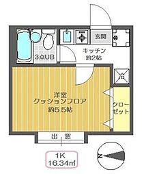 エスペランサ瑞江B 2階1Kの間取り