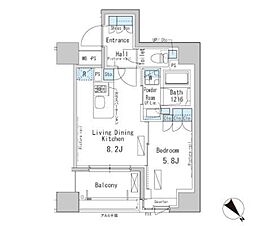 ParkAxis茅場町 1LDKの間取図画像