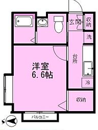 プレ・デ・ガール百合ヶ丘2 1階1Kの間取り