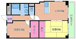 京阪本線 野江駅 徒歩1分の賃貸マンション 2階2LDKの間取り