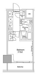 ザ・パークハビオ荏原中延駅前 1Kの間取図画像
