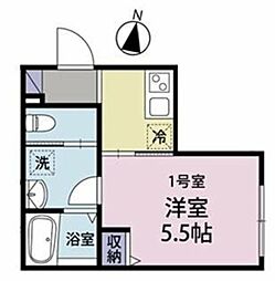大和市中央林間1丁目アパート 1Kの間取図画像