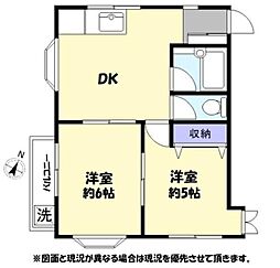 フラワーマンション 2DKの間取図画像