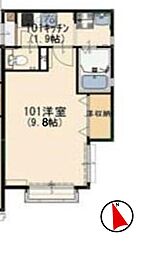 Acorn&Sunflower 1階1Kの間取り