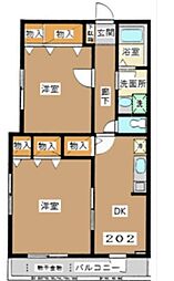 パルデンス石神井台 2階2DKの間取り